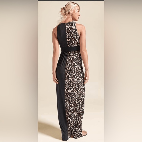 Lascana Venus half Animal Print half Black Maxi Criss Cross Bust & Elastic Waist - Picture 4 of 11